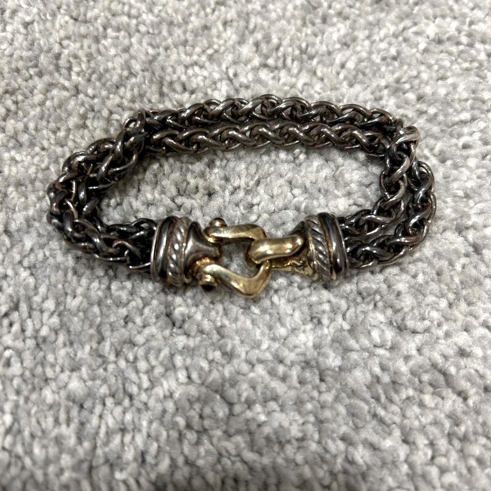 David Yurman Double Wheat Garnet Buckle Bracelet